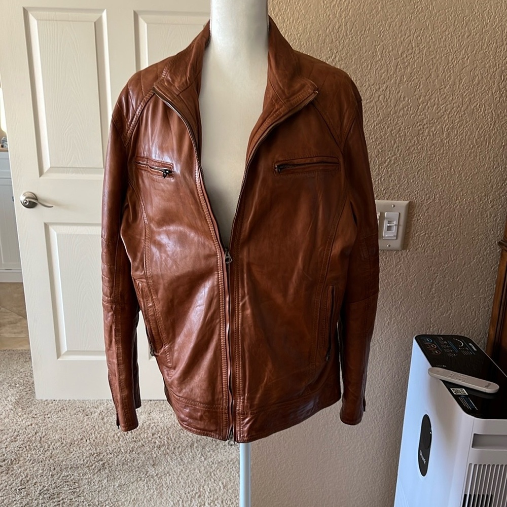 Tan Leather Jacket - Picture 2 of 10